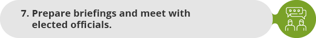 Prepare a briefing to present to elected officials to enact the policies you need to complete your community advocacy campaign.