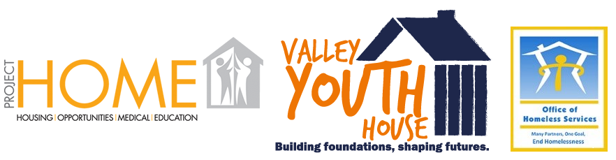 Project HOME, Valley Youth House, Office of Homeless Services Logos